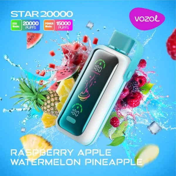 vozol-star-20000-HIMBEERE-APFEL-WASSERMELONE-ANANAS.